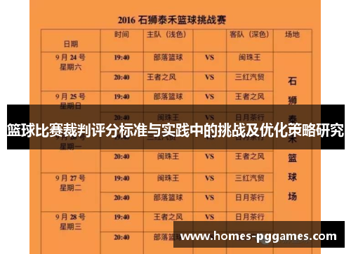 篮球比赛裁判评分标准与实践中的挑战及优化策略研究