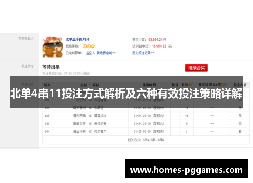 北单4串11投注方式解析及六种有效投注策略详解