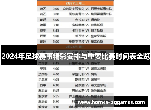 2024年足球赛事精彩安排与重要比赛时间表全览
